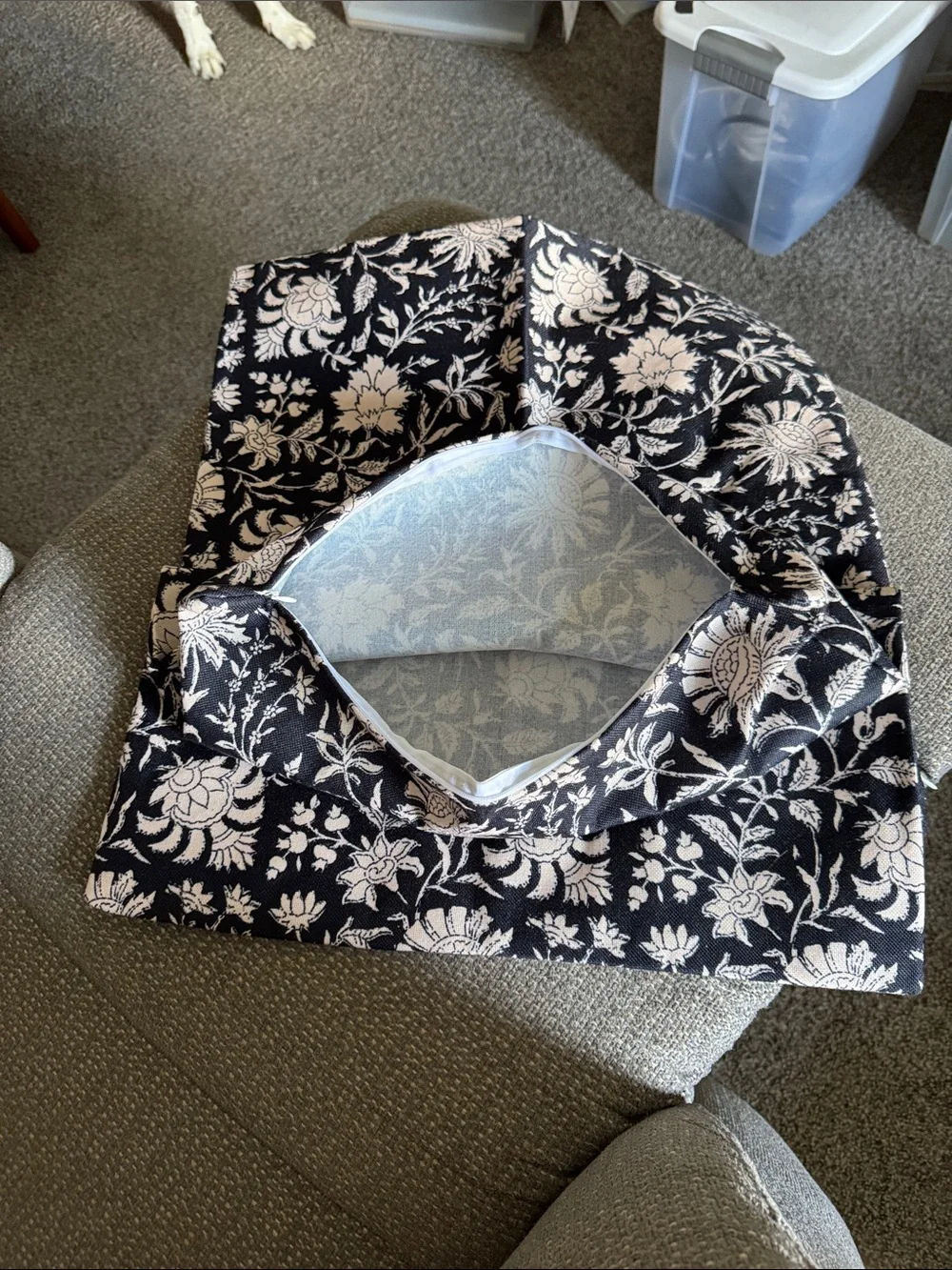Black (dark, dark Navyand White Floral Decorative Throw Pillow Cover - Unbranded